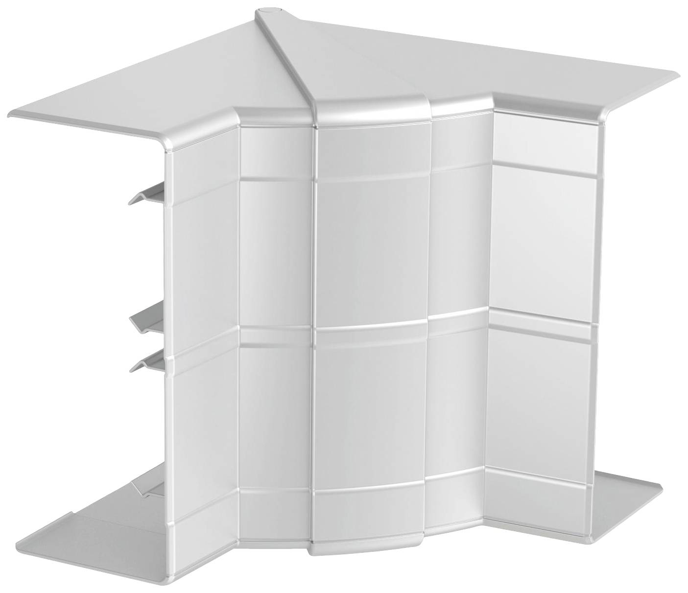 Coin métallique au design moderne avec plusieurs angles et structures, adapté à l'architecture intérieure ou au design de mobilier.