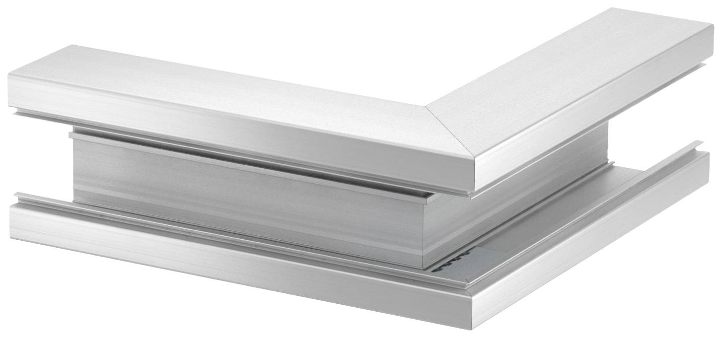 Pièce d'angle métallique en aluminium pour la construction, montrant une connexion propre et à angle droit.