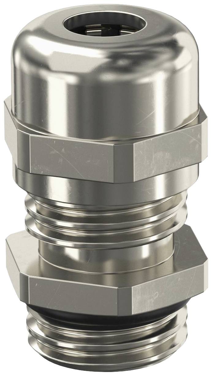 Presse-étoupe métallique en acier inoxydable, composé de plusieurs écrous hexagonaux et d'un boîtier coûteux, pour la sécurisation des câbles.