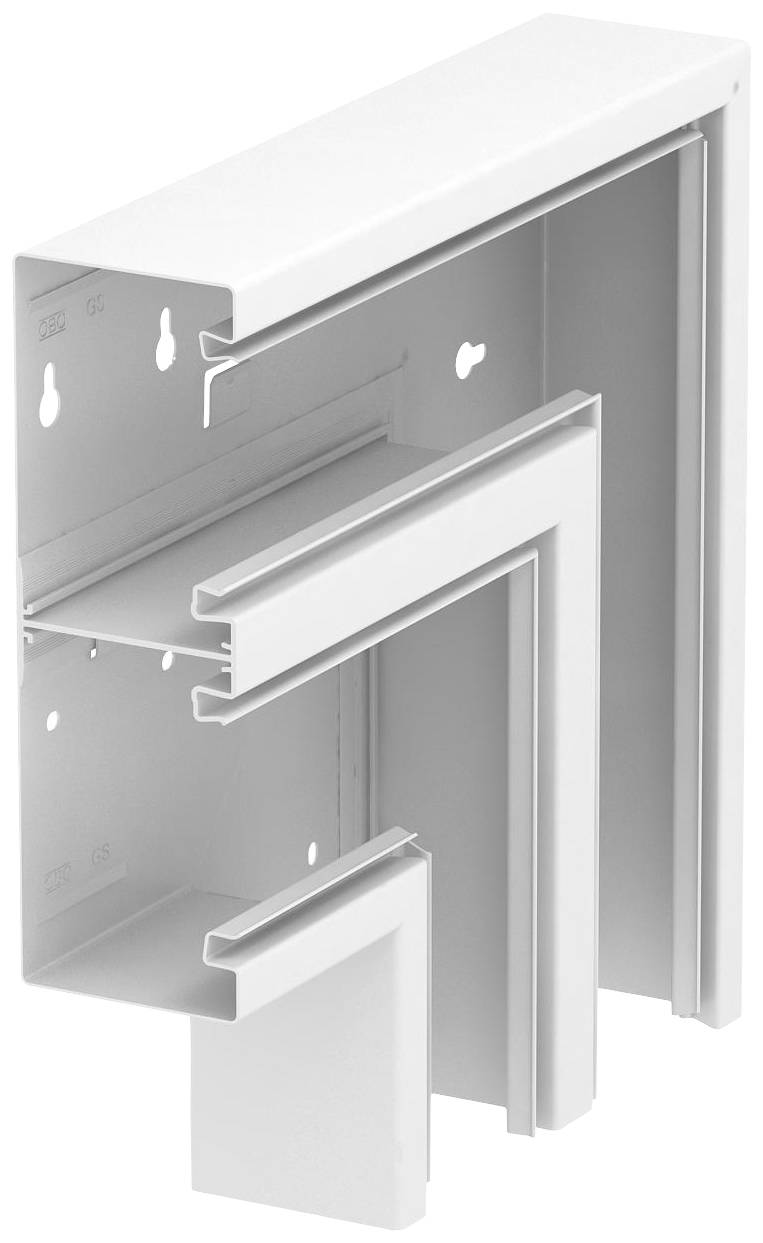 Profil d'une ouverture murale rectangulaire avec angles biseautés et différentes compartimentations pour des usages de construction spécifiques.