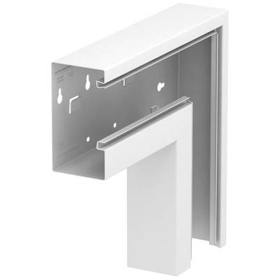 Un équerre blanche en métal avec plusieurs trous et fentes, adaptée pour la fixation sur un mur ou un cadre.