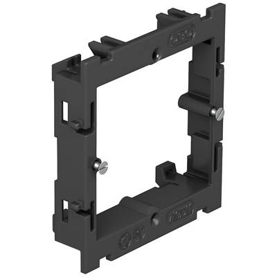 Cadre en plastique de forme rectangulaire avec supports et vis sur les côtés. Utilisé pour l'installation de composants électriques.