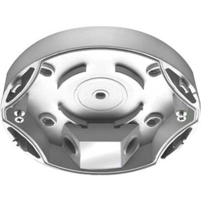 Un support rond en argent, probablement destiné à des appareils techniques ou des caméras, avec quatre vis de fixation visibles.
