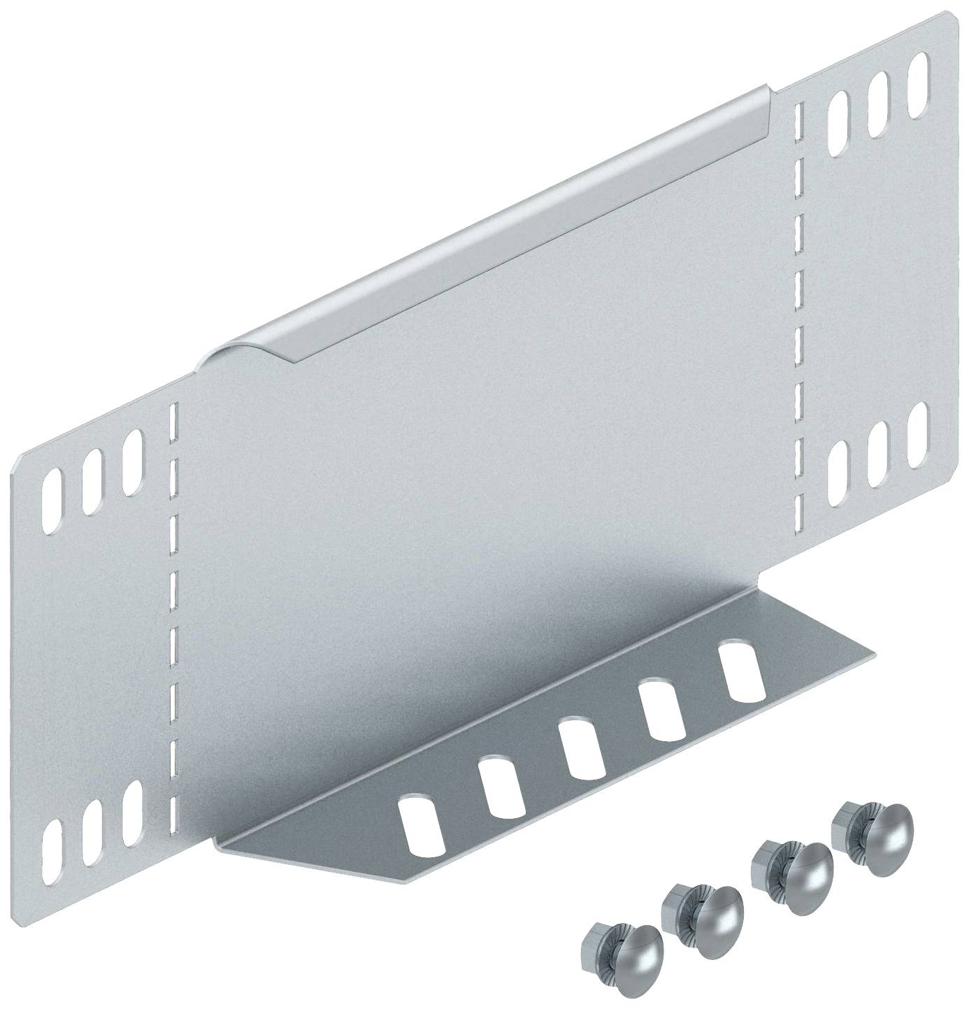 Support métallique à plusieurs trous, représenté avec quatre vis.