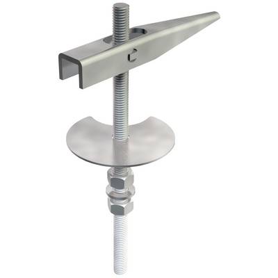 Vis de fixation métallique avec boulon à ailettes et rondelle, utilisée pour la sécurisation de constructions.