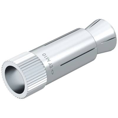 Élément métallique pour la construction. Forme cylindrique avec extrémité cannelée et marquage 'EV M10'.