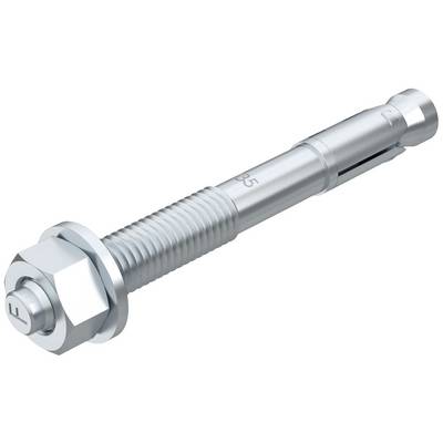 Boulon d'ancrage métallique avec écrou et filetage, adapté pour la fixation de charges lourdes dans le béton et la maçonnerie.