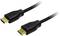 Deux câbles HDMI noirs avec des connecteurs mâles. L'un est plus grand, l'autre plus petit, probablement un Mini-HDMI.