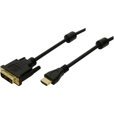 Un câble noir avec une fiche DVI à gauche et une fiche HDMI à droite, qui relie des appareils avec des connexions différentes.