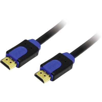 Câble HDMI avec connecteur noir et bleu, adapté pour la transmission audio et vidéo entre des appareils tels que des ordinateurs et des téléviseurs.