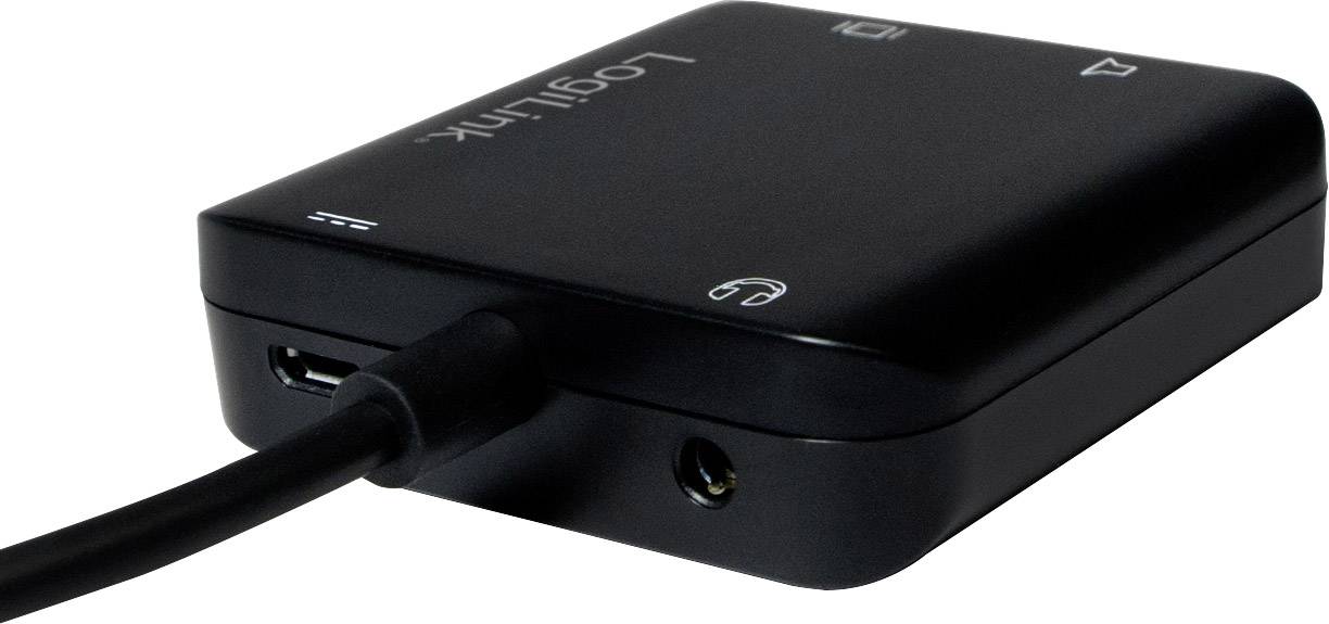 Un hub USB noir de la marque LogiLink avec plusieurs ports et un câble USB connecté, adapté pour des connexions supplémentaires.