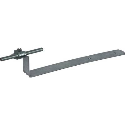 Connecteur métallique avec articulation réglable et bras plat et long. Utilisé pour la fixation ou la stabilisation de composants.