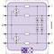'Schéma de circuit d'un dispositif de protection contre les surtensions avec quatre entrées et sorties, diodes Zener et varistances, zone de protection marquée en violet.'