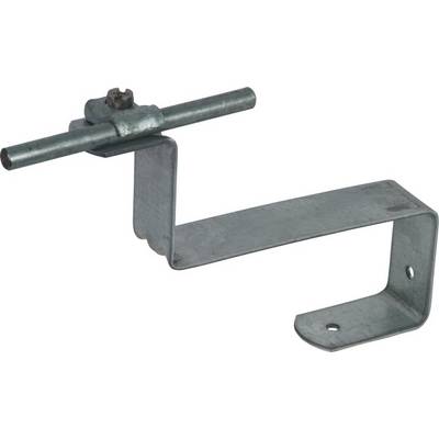 Équerre métallique avec une vis. Utilisée pour la fixation sur des surfaces, fréquemment employée dans les projets de construction et de bricolage.