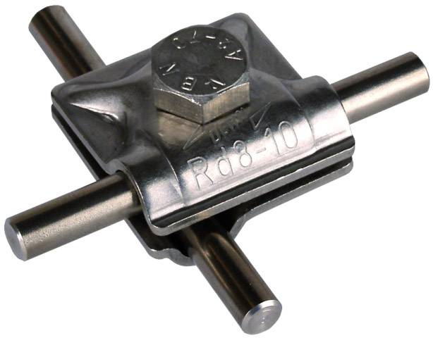 Pinces métalliques avec trois barres rondes maintenues par une vis hexagonale.