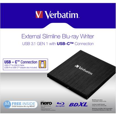 Verbatim External Slimline Graveur Blu-ray externe au détail noir