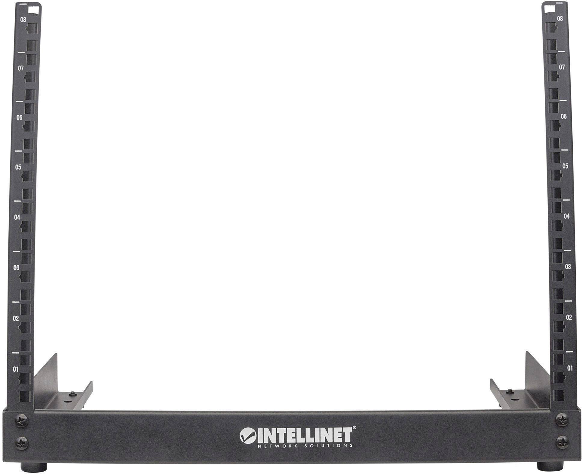 Support de réseau 'Intellinet', noir, rectangulaire, avec des repères imprimés pour l'ajustement de hauteur.