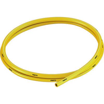 Tuyau jaune en forme de cercle portant l'inscription 'Festo', adapté aux applications pneumatiques.