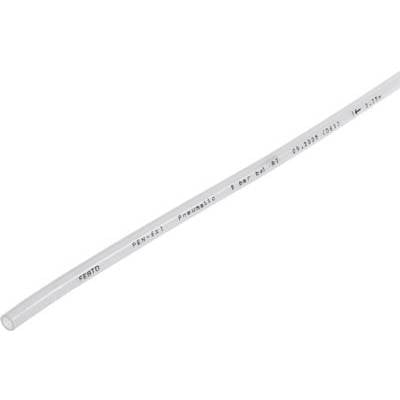 Un tuyau pneumatique blanc de 'Festo', portant des spécifications de pression et de diamètre.