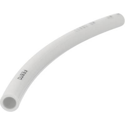 Un tuyau blanc et courbé portant l'inscription 'FESTO' le long de son côté.