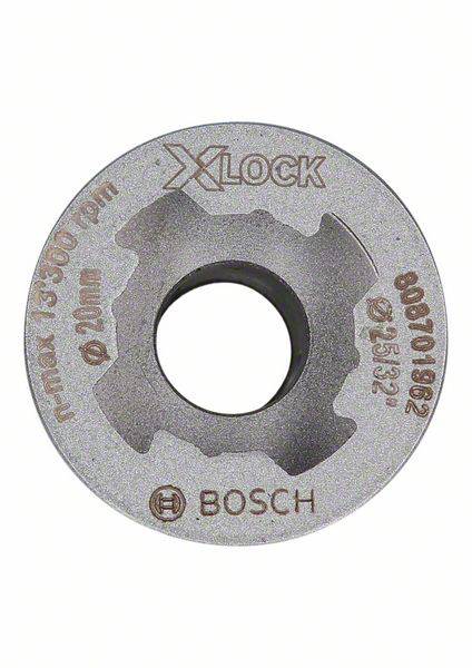 Disque à tronçonner en métal portant l'inscription 'X-LOCK' de Bosch. Vitesse maximale de 13 300 tr/min, diamètre de 115 mm, épaisseur de 2 mm.