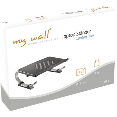 Support pour ordinateur portable 'my wall' dans son carton. Convient pour : appareils de 13"-32", charge maximale : 18 kg, Hauteur réglable de 33-81 cm.