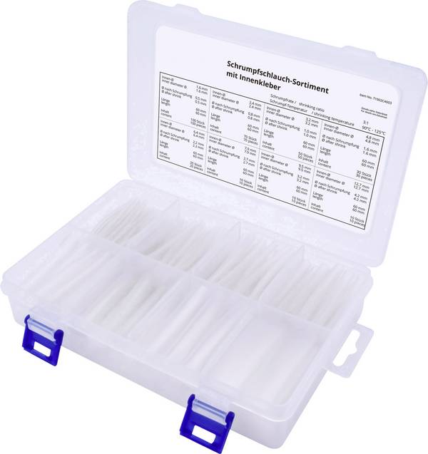 TRU COMPONENTS T1902CA003 Assortiment de gaines thermorétractables transparent   Taux de retreint:3:1 300 pc(s)