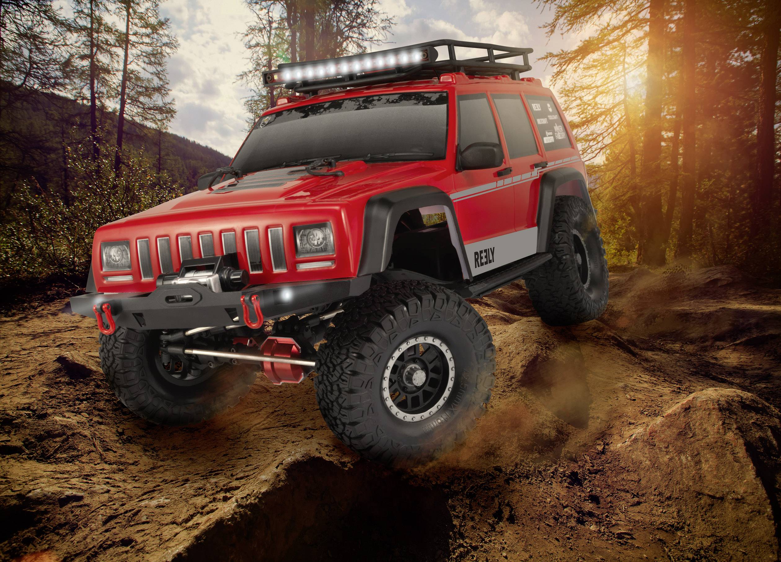 Reely Free Men Pro brushed 1:10 Auto RC électrique Crawler 4 roues motrices (4WD) 100% RtR 2,4 GHz avec accu, chargeur e-17