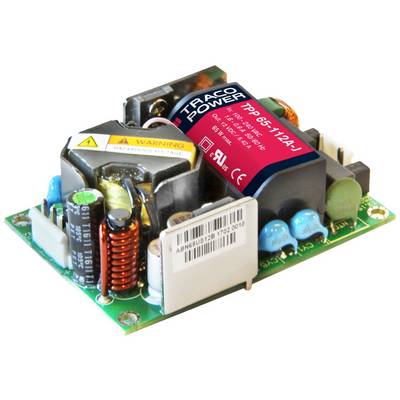Module d'alimentation électronique avec radiateur, bobines et condensateurs bleus sur un circuit imprimé ; Fabricant : TRACO Power.