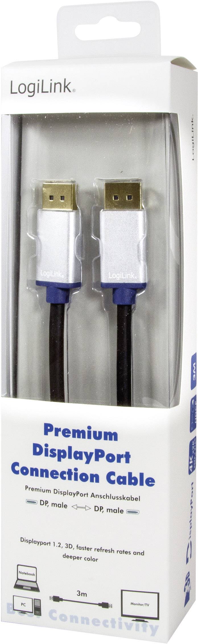 LogiLink DisplayPort Câble de raccordement 3.00 m noir BDPM30 Câble DisplayPort-2