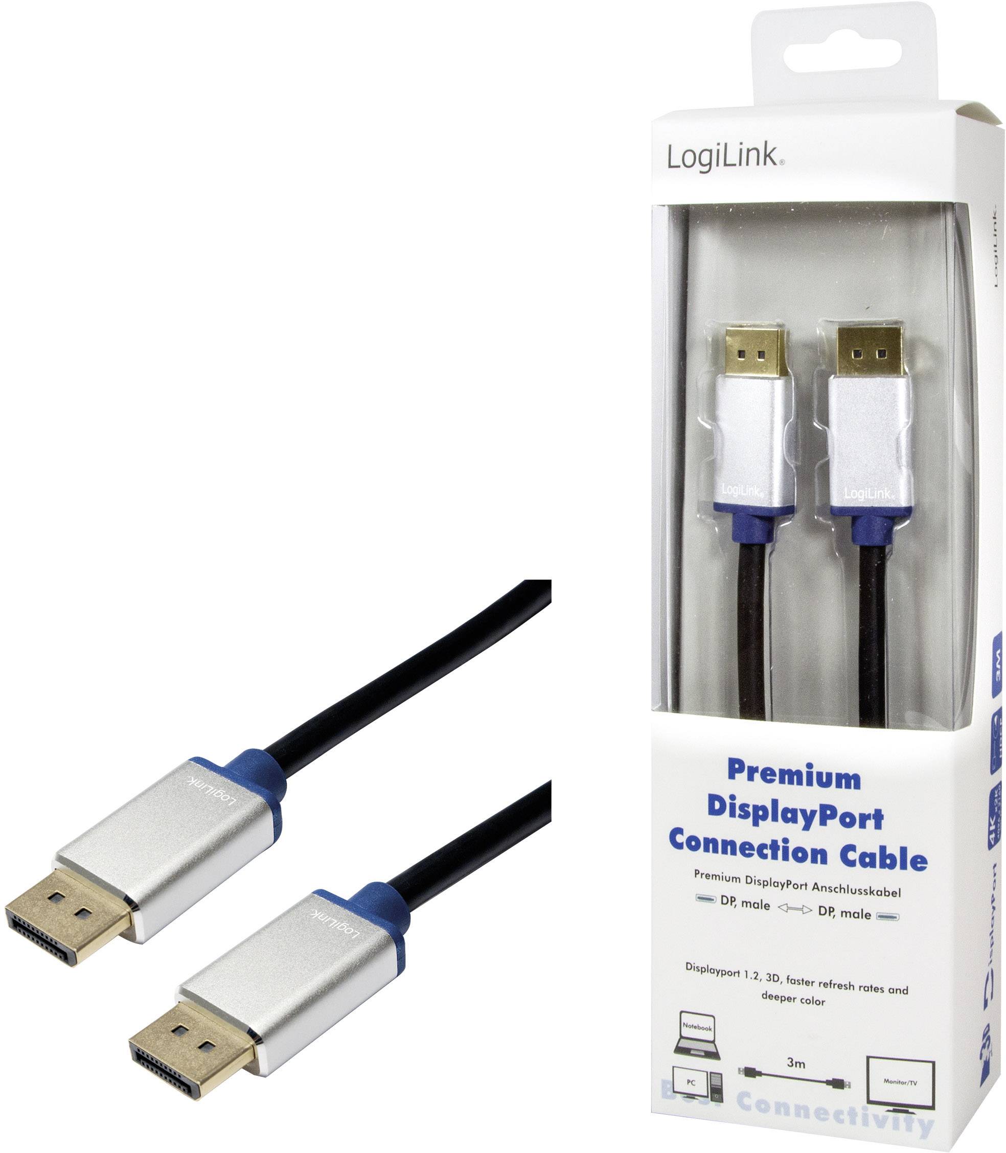 LogiLink DisplayPort Câble de raccordement 3.00 m noir BDPM30 Câble DisplayPort-3