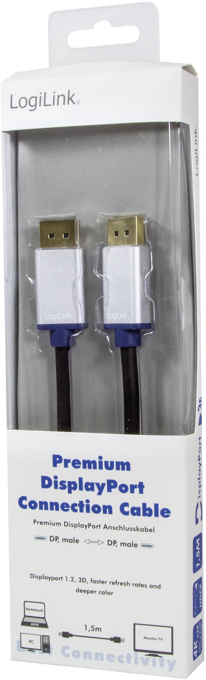 Câble de raccordement LogiLink BDPM15 [1x DisplayPort mâle - 1x DisplayPort mâle] 1.50 m noir-3
