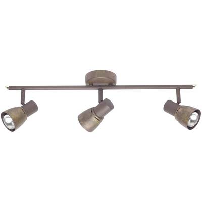 Plafonnier à trois spots orientables en finition bronze, idéal pour un éclairage polyvalent des espaces intérieurs.