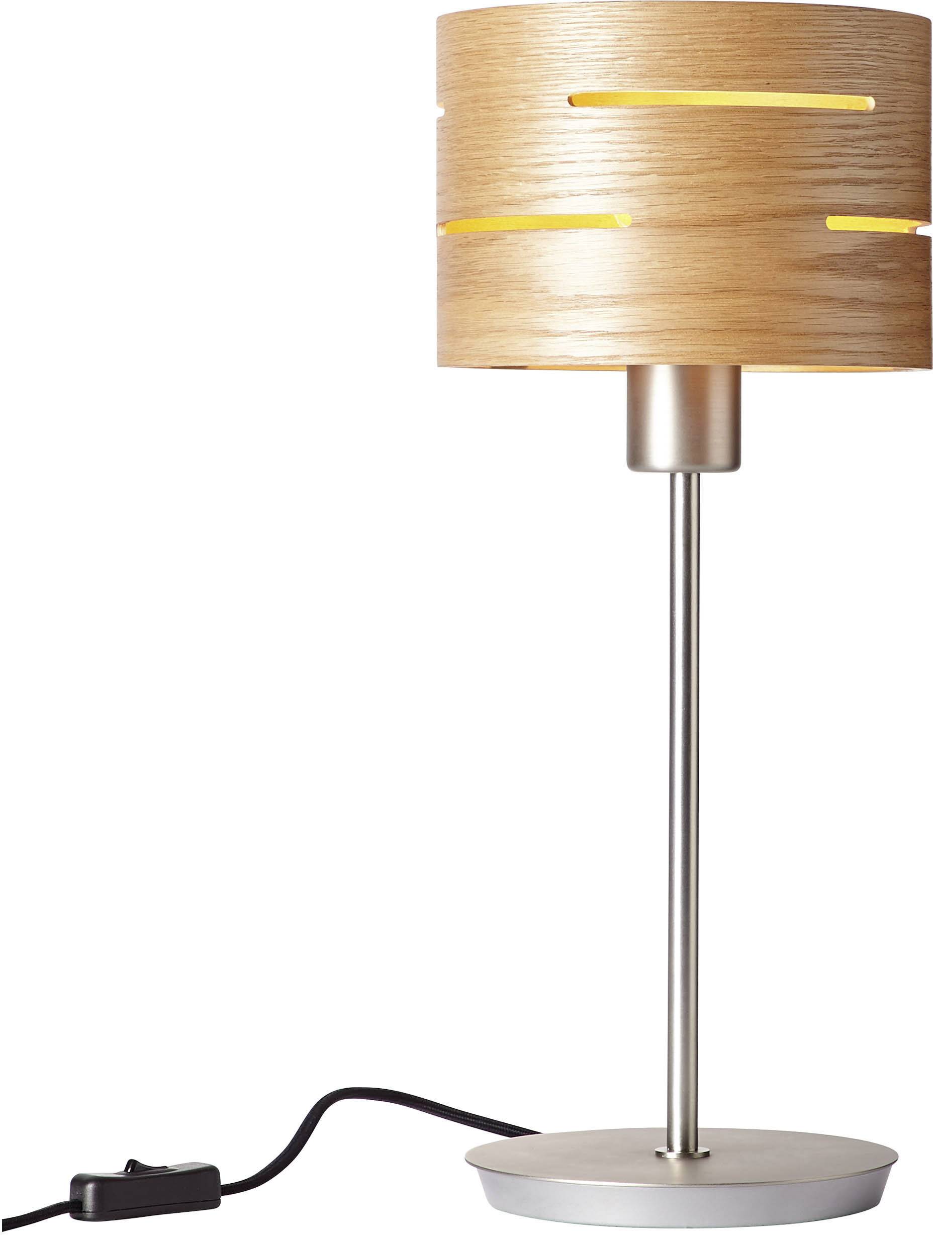 Brilliant Blanket 93445/45 Lampe de table LED E27 60 W nickel (mat), bois (clair)