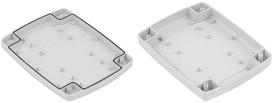 Boîtier en plastique composé de deux parties, prévu pour accueillir des composants électroniques.