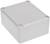 Boîtier rectangulaire en plastique gris avec des coins arrondis et quatre trous de vis aux angles, adapté pour les projets électroniques.