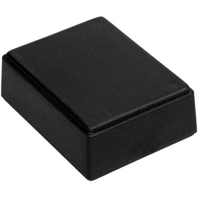 Un boîtier rectangulaire en plastique noir à surface lisse, adapté aux composants électroniques ou aux petites pièces.