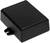 Un boîtier rectangulaire en plastique noir. Il présente une surface lisse et est petit, adapté aux composants électriques.
