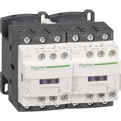 Deux dispositifs de protection blancs de la marque Schneider Electric, montés côte à côte. Ils montrent leurs connexions et leurs étiquettes.
