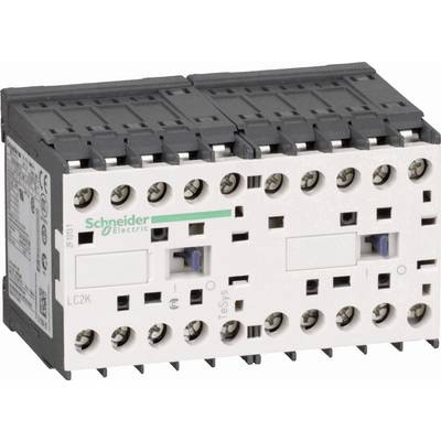 Un contacteur de Schneider Electric, modèle LC2K, avec plusieurs connexions électriques et vis visibles.