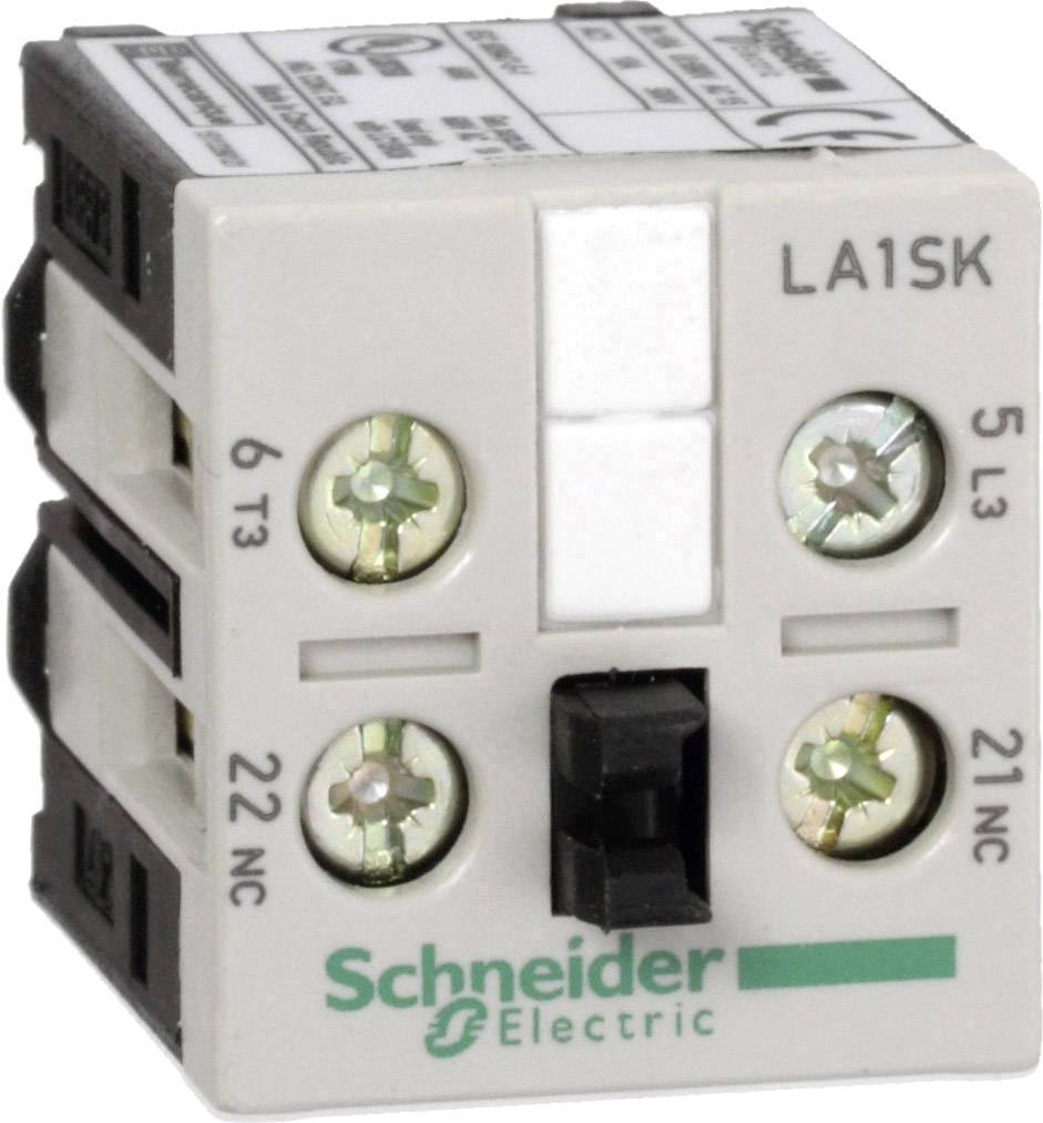 Un contacteur électrique blanc de Schneider Electric, modèle LA1SK, en vue frontale avec quatre bornes à vis visibles.