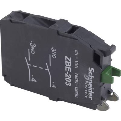 Bloc d'interrupteurs noir avec logo 'Schneider Electric', modèle 'ZBE-203', adapté pour les spécifications 10A, A600 - Q600.