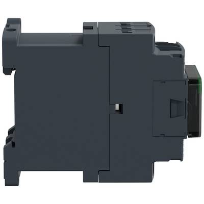Appareil électrique noir, vue latérale, avec des contours et des connexions visibles, probablement un composant de coffret électrique.