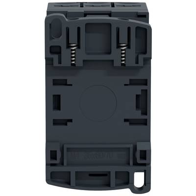 Pièce en plastique grise, rectangulaire, dotée de ressorts et de plusieurs découpes. Utilisée dans les installations électriques pour la fixation.