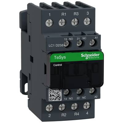 Contacteur électrique de Schneider Electric, modèle 'TeSys'. Boîtier noir avec inscription verte et plusieurs bornes en haut.