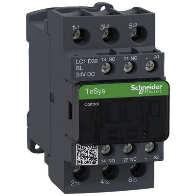 Un contacteur électrique noir de Schneider Electric avec plusieurs bornes de connexion et portant l'inscription 'TeSys'.