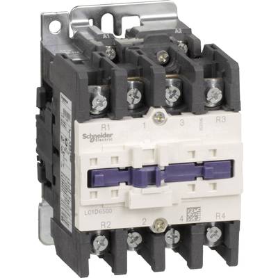 Un contacteur de marque Schneider Electric, modèle LC1D6500, avec bornes à vis pour câblage électrique, fixé sur un support métallique.