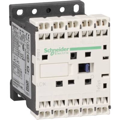 Un bloc de protection électrique blanc avec le logo 'Schneider Electric' en vert, plusieurs connexions et un bouton bleu.