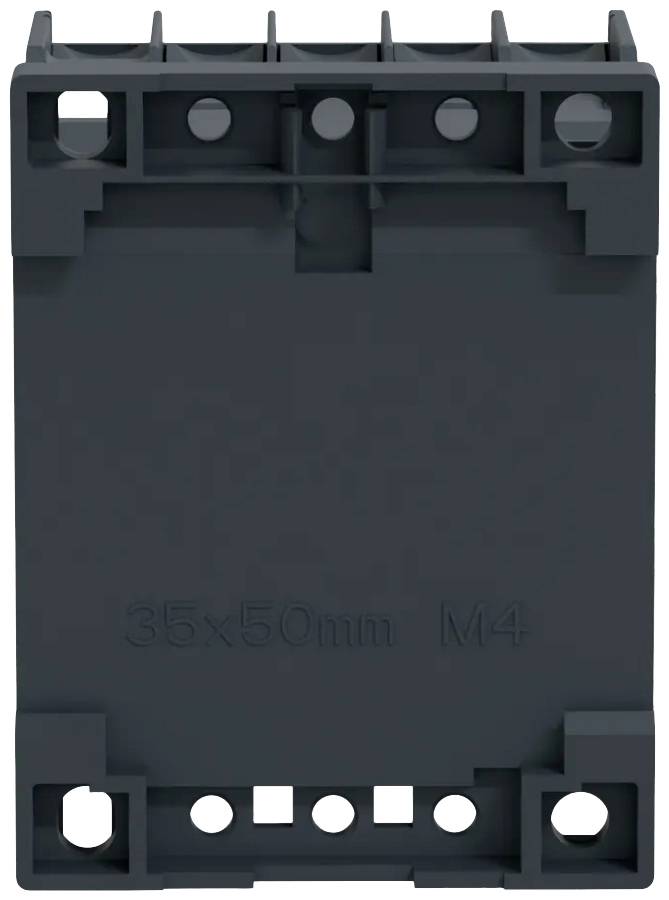 Un boîtier en plastique noir rectangulaire portant l'inscription « 35x50mm M4 ».