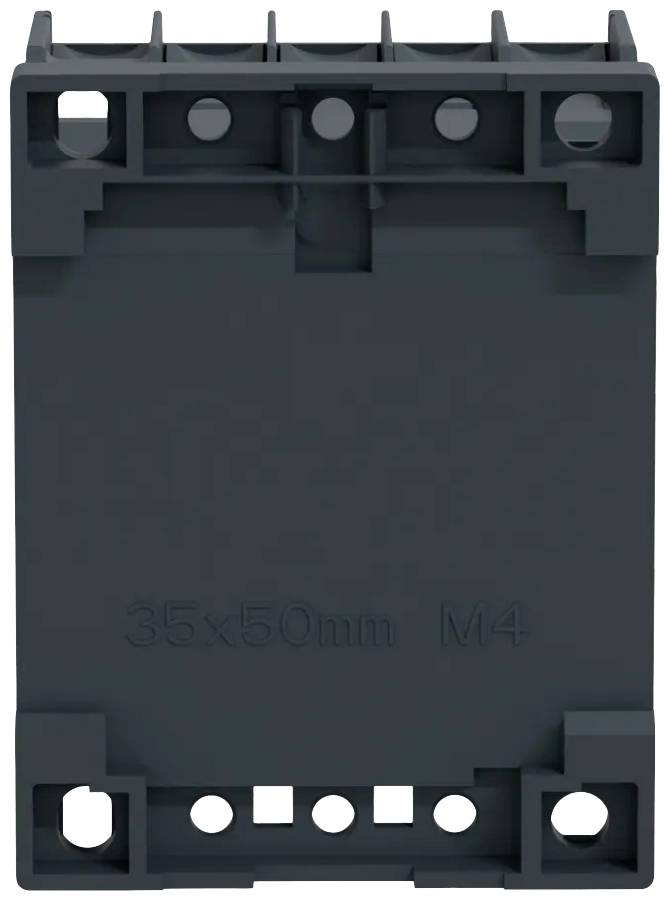 Une pièce rectangulaire en plastique grise portant la mention '35x50mm M4', utilisée pour la fixation ou le montage d'équipements techniques.
